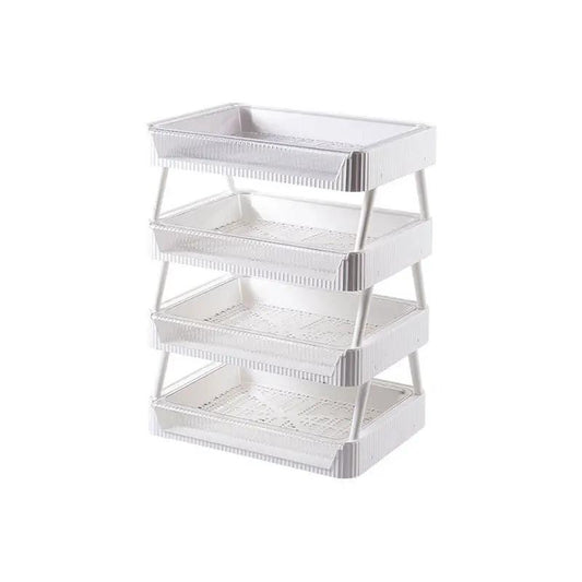 Kitchen Folding Storage Rack With Draining Basket For Fruit And Vegetable Storage And Stackable Organizer by null
