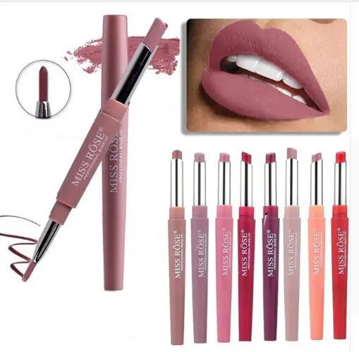 Three In One Lipstick Pen With Lip Liner Dual Ended Tool For Precise Lip Liner And Rich Lip Color by null