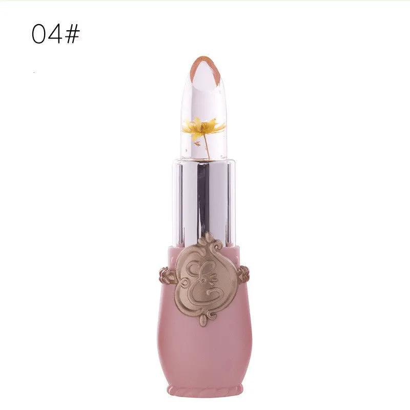 Temperature Change Lipstick With Transparent Jelly Flower Dried Flower Design Waterproof Long Lasting Color by null