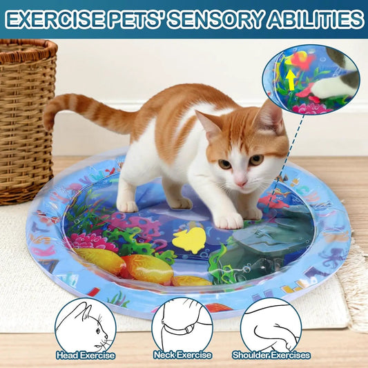 Water Sensory Play Mat For Cats Upgraded Thickened Self Play Mat For Interactive Pet Toys Indoor Outdoor Exercise by null