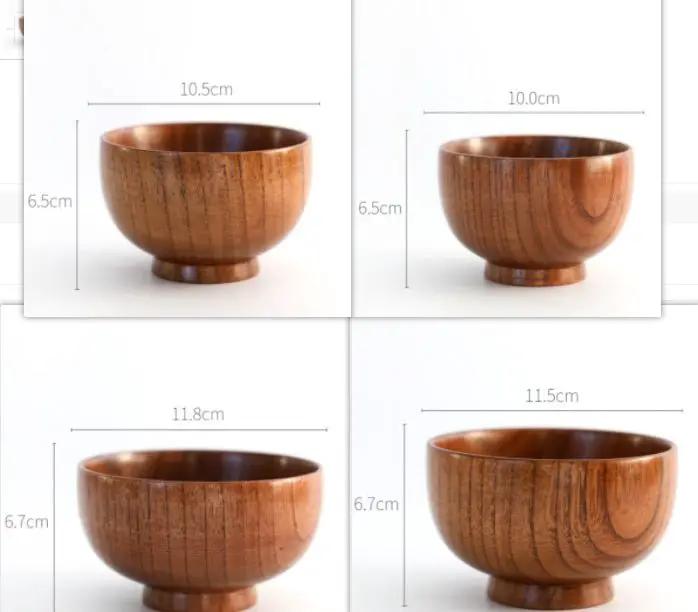 Wooden Round Bowls Set Four Pieces Natural Wood Color For Coffee Tea Meals Hotel Home Kitchen by null