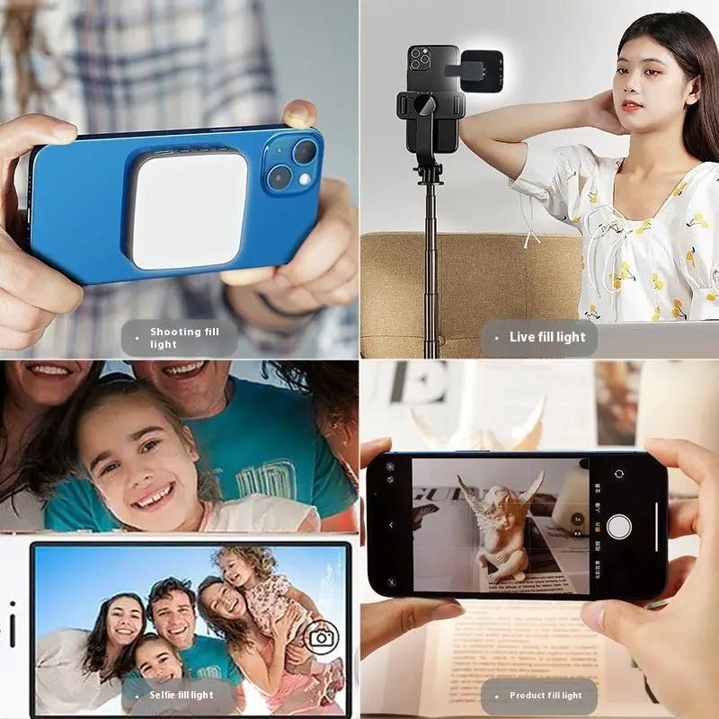 W42 Mini Fill Light For Mobile Phone Magnetic Clip On Live Streaming Light With Built In Battery 5.7cm Size by null