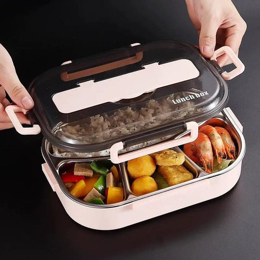 Dielectric Insulated Lunch Box With Multi Layer Compartments Portable Leak Proof Silicone Seal And Heat Retention by null