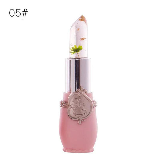 Temperature Change Lipstick With Transparent Jelly Flower Dried Flower Design Waterproof Long Lasting Color by null
