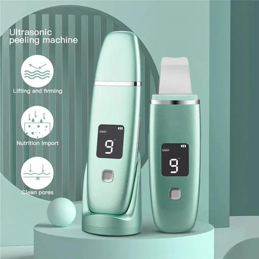 Ultrasonic Vibration Blackhead Remover Deep Cleansing Face Scrubber Pore Cleaner Lifting EMS Microcurrent Led Peeling by null