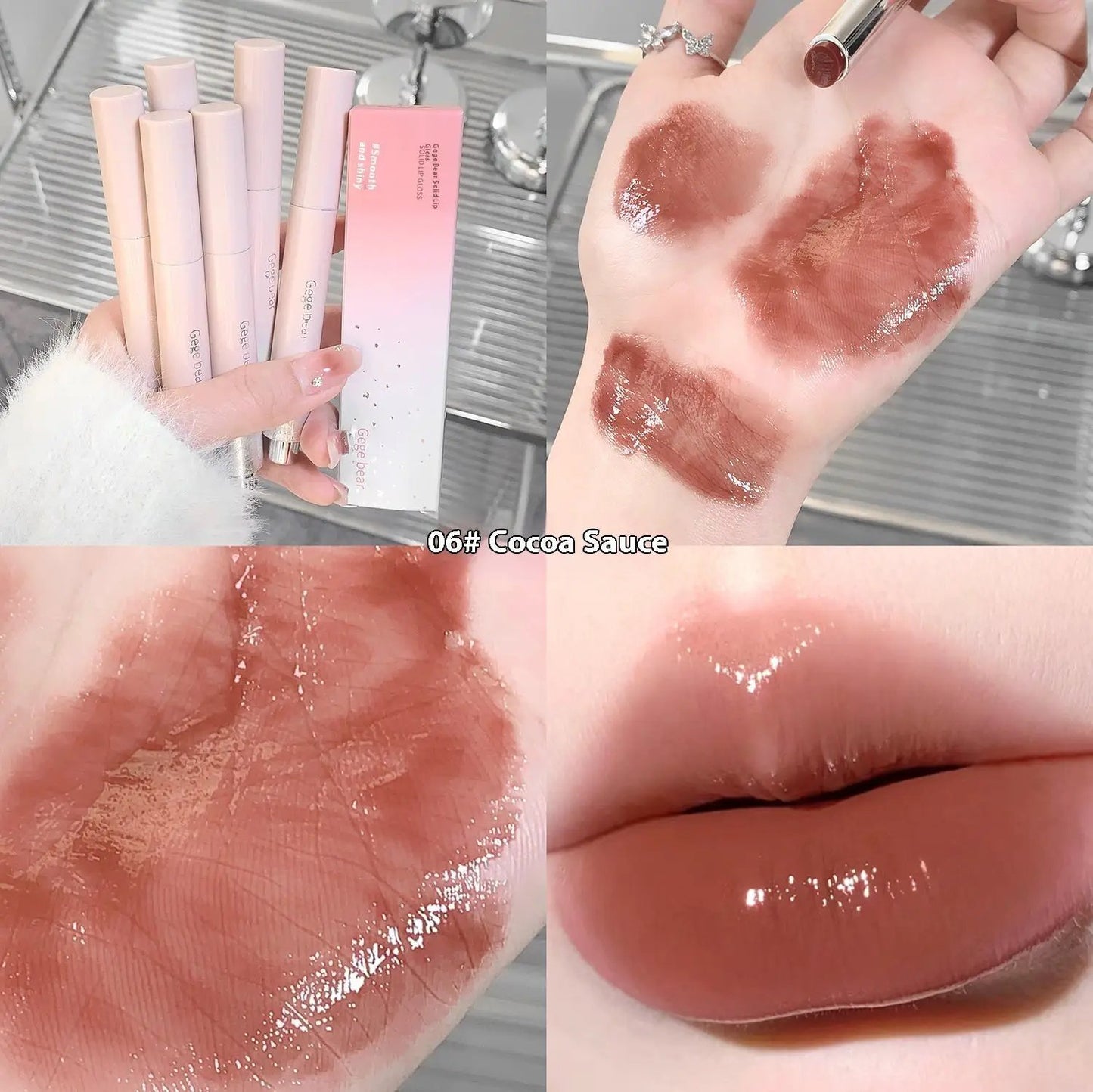 Water Light Pressed Lipstick With Solid Gloss Mirror Shine For High Shine Lip Makeup by null