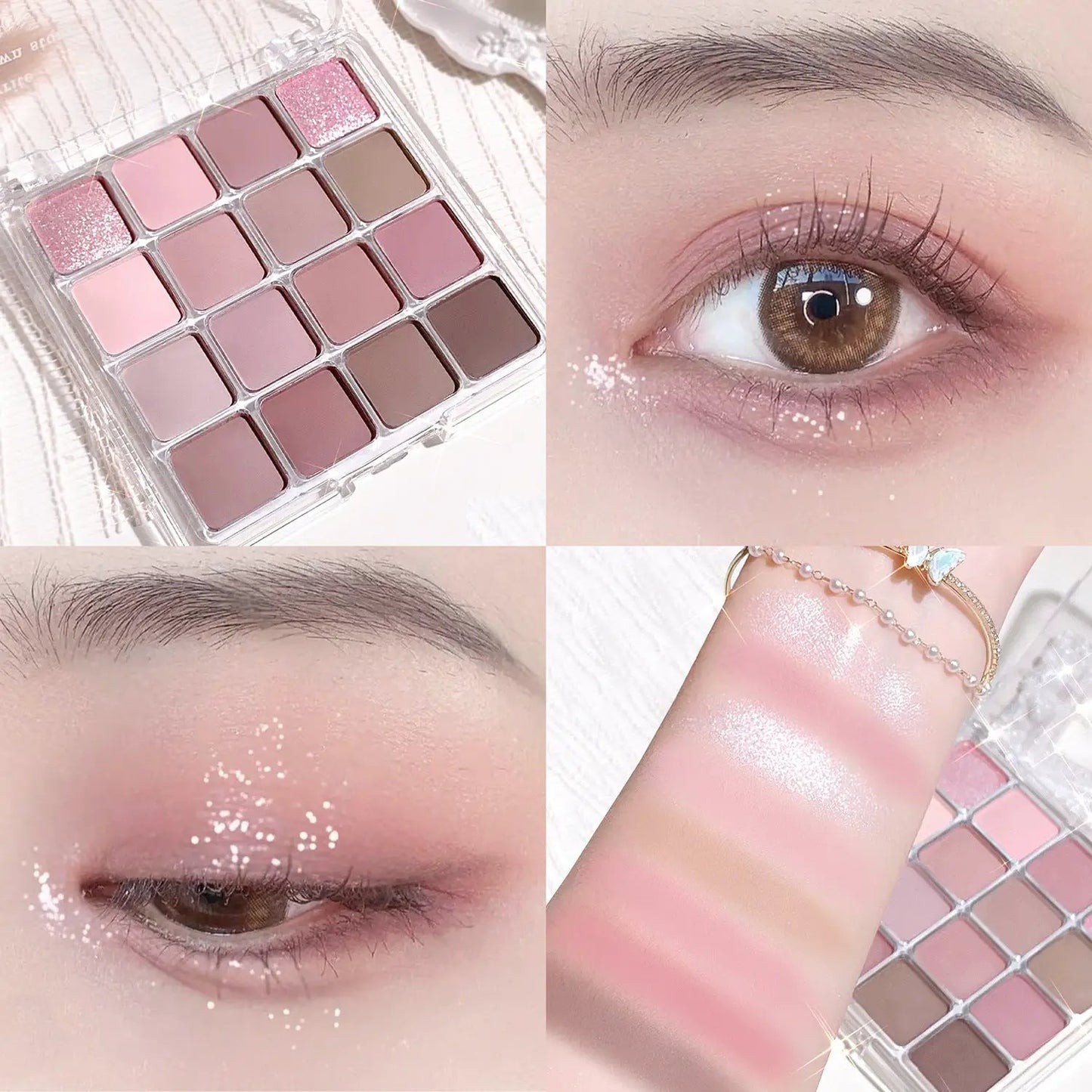 16 Color Eyeshadow Palette With Matte Pearly And Fine Shimmer Finishes Low Saturation For Day And Night Creative Looks by null