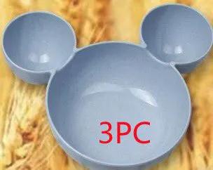 Wheat Straw Childrens Cartoon Bowl Set With Mickey Theme Kids Tableware Eco Friendly Gift by null