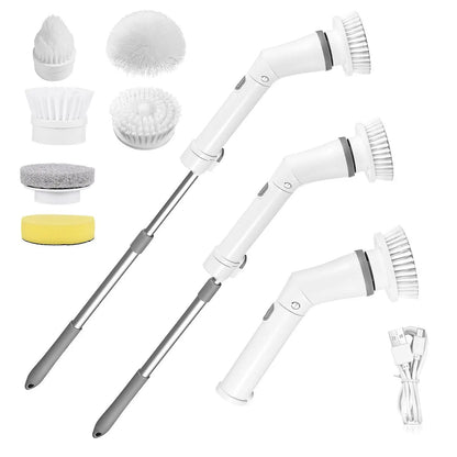 Electric Spin Scrubber Cordless Rechargeable Telescopic Cleaning Brush With 6 Replaceable Heads And Dual Speed by null