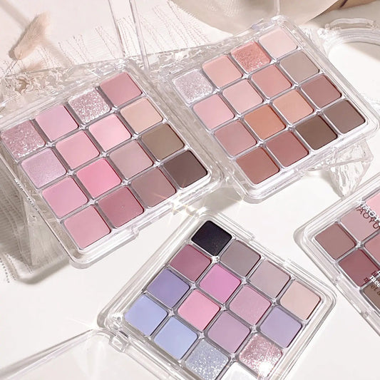 16 Color Eyeshadow Palette With Matte Pearly And Fine Shimmer Finishes Low Saturation For Day And Night Creative Looks by null