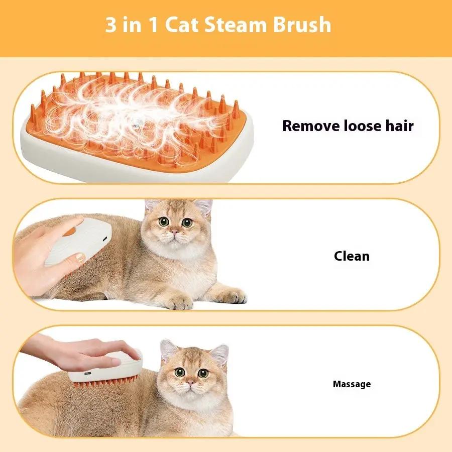 USB Rechargeable Pets Steam Brush Spray Massage Comb Pet Grooming Tools Cat Steam Comb Pet Products by Zeny Home & Beauty
