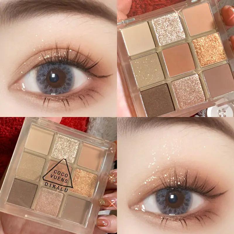 Nine Color Clear Acrylic Eyeshadow Palette With Transparent Nine Square Layout For Effortless Day To Night Looks by null