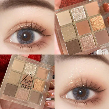 Nine Color Clear Acrylic Eyeshadow Palette With Transparent Nine Square Layout For Effortless Day To Night Looks by null