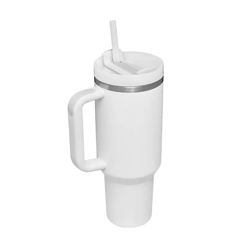 40 Oz Stainless Steel Insulated Tumbler With Handle Travel Coffee Cup For Office And Gym by null