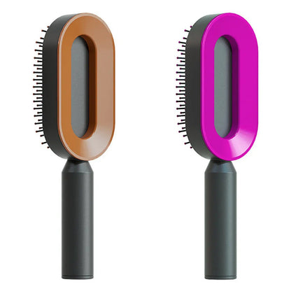 Self Cleaning Hair Brush For Women One-key Cleaning Hair Loss Airbag Massage Scalp Comb Anti-Static Hairbrush by null
