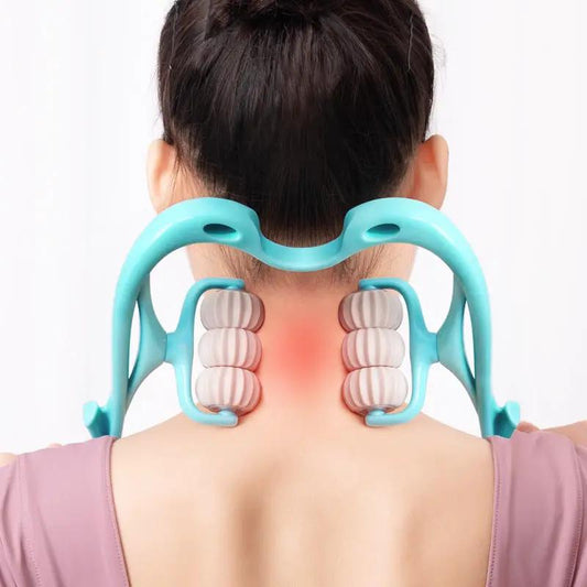 Multifunctional Manual Six-wheel Neck Massager Massage Relieve Roller Massage Tool by null