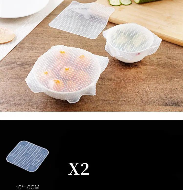 Reusable Silicone Stretch Wrap And Bowl Cover Set Microwave Safe Fridge Seal Anti Slip Tea Pad Food Grade by null
