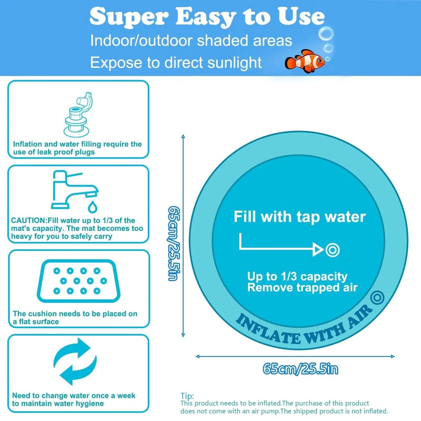 Water Sensory Play Mat For Cats Upgraded Thickened Self Play Mat For Interactive Pet Toys Indoor Outdoor Exercise by null