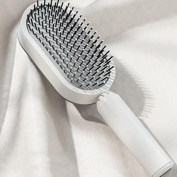 Self Cleaning Hair Brush For Women One-key Cleaning Hair Loss Airbag Massage Scalp Comb Anti-Static Hairbrush by null