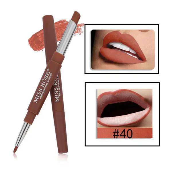 Three In One Lipstick Pen With Lip Liner Dual Ended Tool For Precise Lip Liner And Rich Lip Color by null