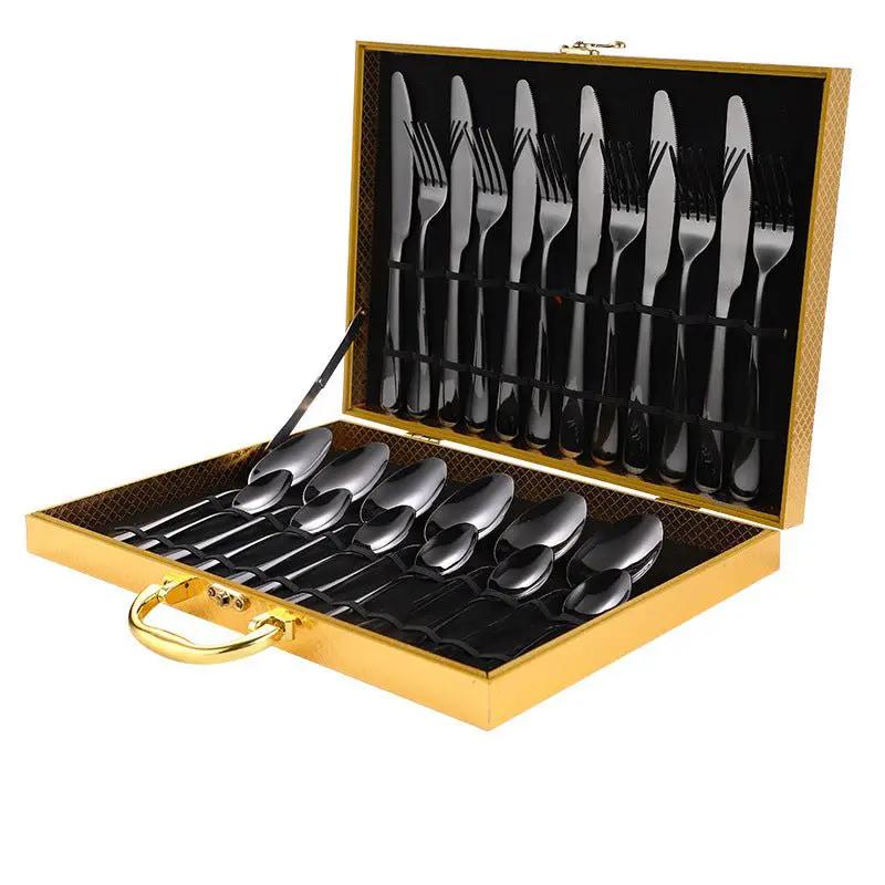 Stainless Steel 24 Piece Cutlery Set With One Piece Molded Construction For Everyday Dining And Place Settings by null