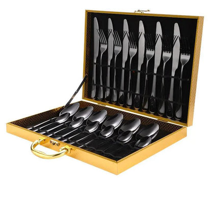 Stainless Steel 24 Piece Cutlery Set With One Piece Molded Construction For Everyday Dining And Place Settings by null