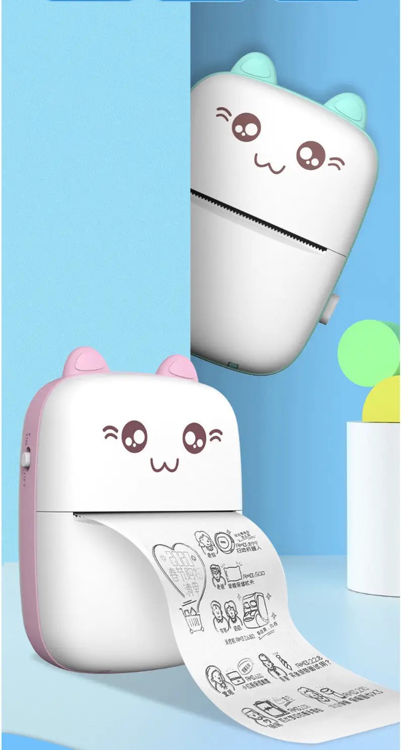 Mini Printer Portable Mini Bluetooth WiFi New Wrong Printer Mobile Phone Photo Title Note Hot Print Pocket Student Error Label Printer by Zeny Home & Beauty