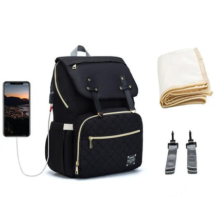 Lequeen Multifunctional Large Capacity Mummy Bag Diaper Bag With Shoulder And Crossbody Straps Oxford Cloth by null