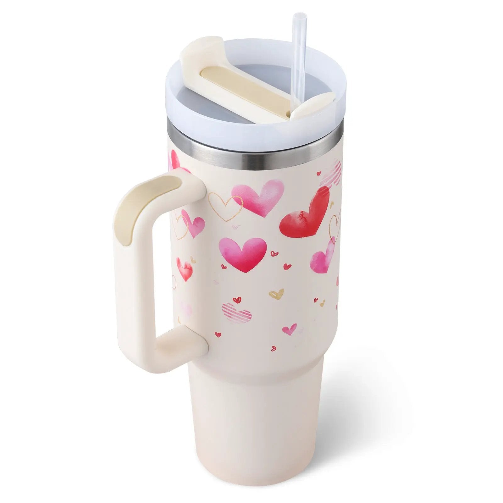 40 Oz Stainless Steel Insulated Tumbler With Handle Travel Coffee Cup For Office And Gym by null