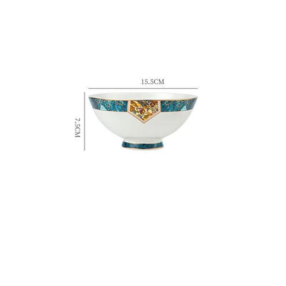 Nordic Style Porcelain Dinner Plates Set Ceramic Round Plates With Plants And Flowers Design by null