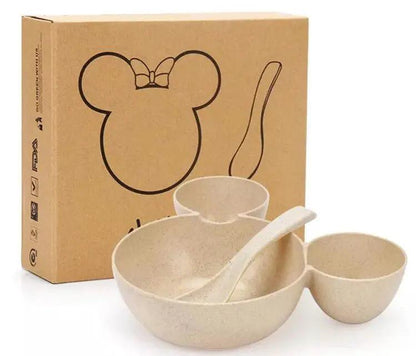 Wheat Straw Childrens Cartoon Bowl Set With Mickey Theme Kids Tableware Eco Friendly Gift by null