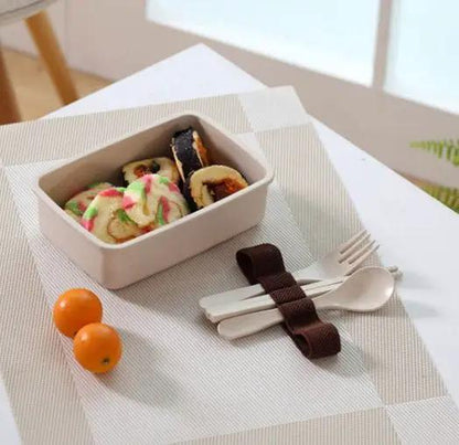 Bamboo Fiber Lunch Box Microwave Safe Bento 600ml Eco Friendly Portable 210g 16x11x5 cm by null