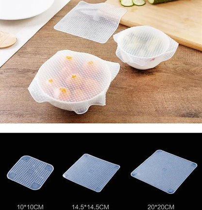 Reusable Silicone Stretch Wrap And Bowl Cover Set Microwave Safe Fridge Seal Anti Slip Tea Pad Food Grade by null