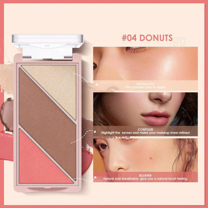 3 In 1 Contouring Palette With Multi Use Shadows And Blush For On The Go Makeup Essentials by null