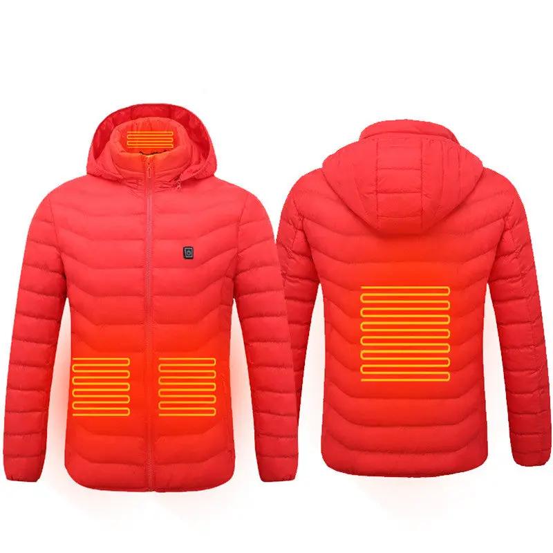 Winter Heated Jacket USB Electric Cotton Coat Zip-up Heater Thermal Clothing Heating Vest For Men by null