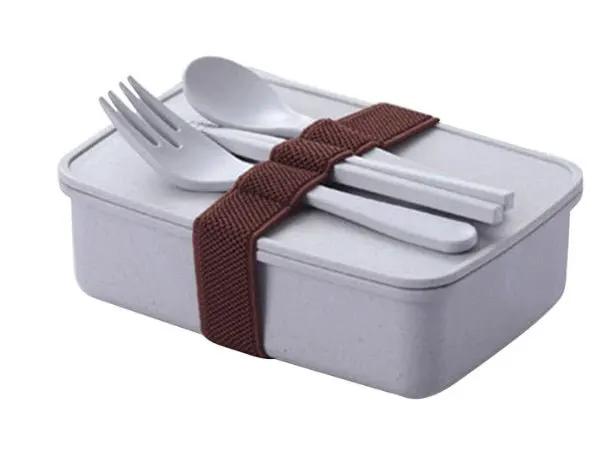 Bamboo Fiber Lunch Box Microwave Safe Bento 600ml Eco Friendly Portable 210g 16x11x5 cm by null
