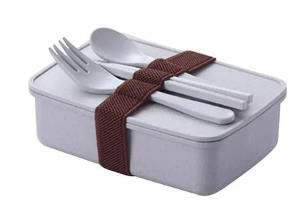 Bamboo Fiber Lunch Box Microwave Safe Bento 600ml Eco Friendly Portable 210g 16x11x5 cm by null