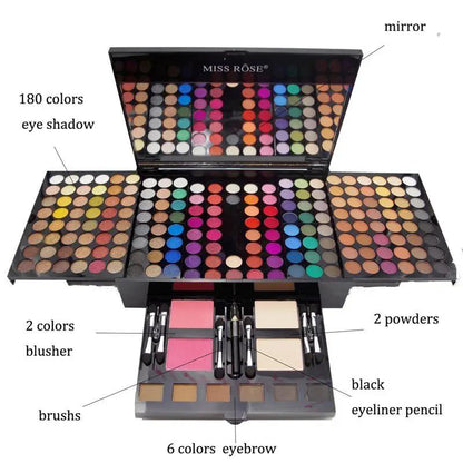 180 Colors Piano Shaped Makeup Palette Set With Eyeshadow And Blush For All Day Colorful Looks by null
