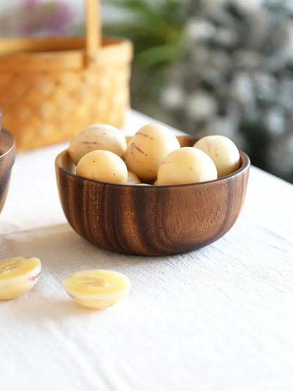 Handmade Wooden Bowl Natural Wood Kitchen Fruit Salad Bowl Japanese Style Decorative Lightweight Non Slip Heat Resistant by null