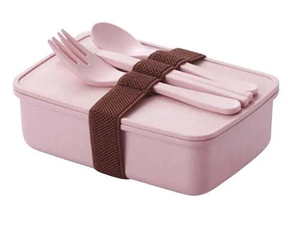 Bamboo Fiber Lunch Box Microwave Safe Bento 600ml Eco Friendly Portable 210g 16x11x5 cm by null