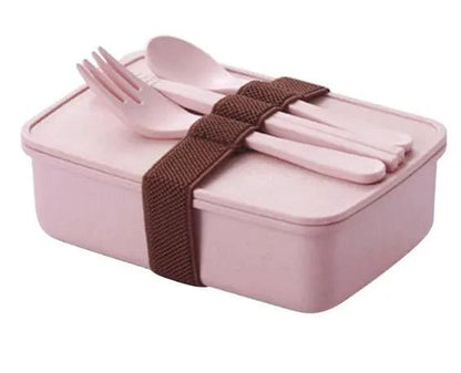 Bamboo Fiber Lunch Box Microwave Safe Bento 600ml Eco Friendly Portable 210g 16x11x5 cm by null