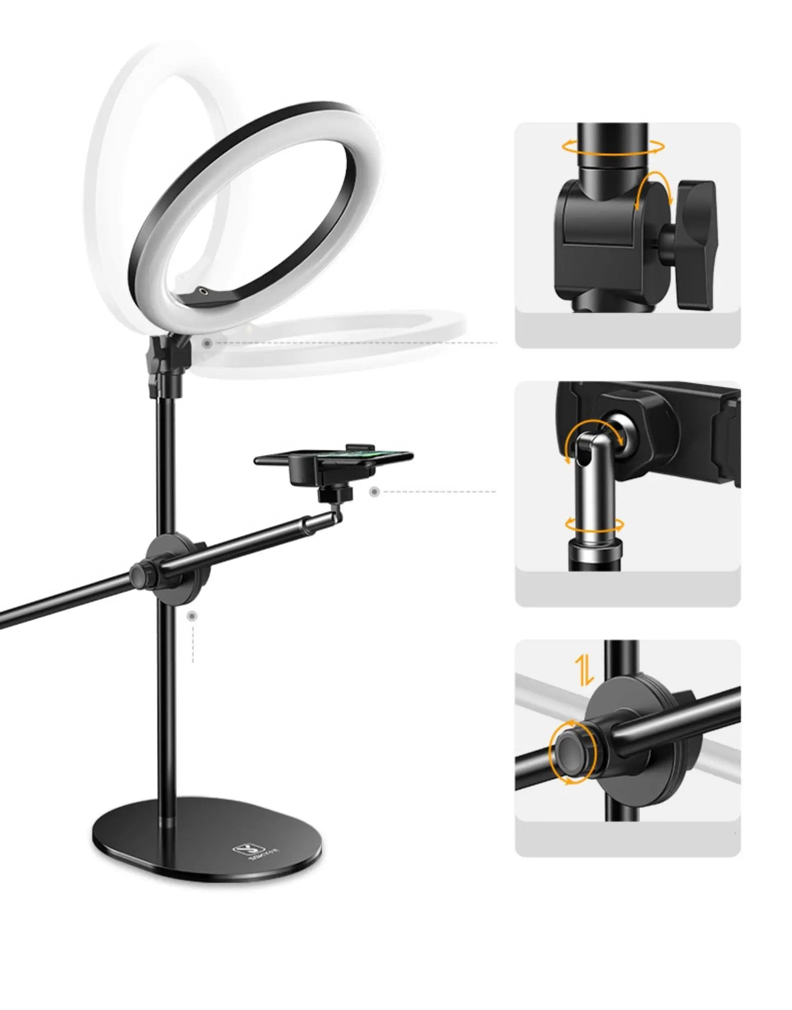 Mobile Phone Bracket Fill Light For Live Streaming Desktop Desk Mount Universal Black by null