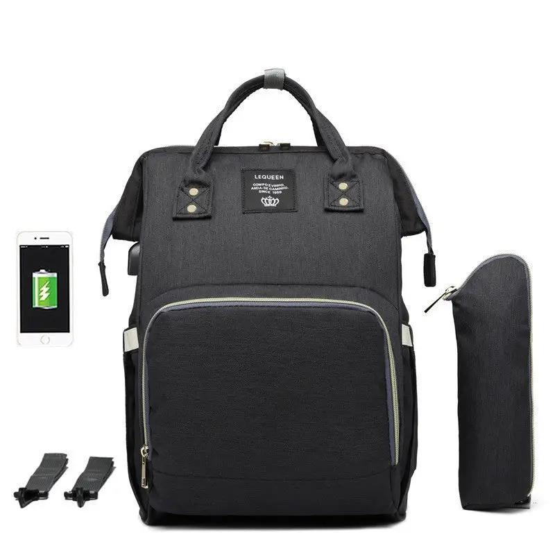 Lequeen Multifunctional Large Capacity Mummy Bag Diaper Bag With Shoulder And Crossbody Straps Oxford Cloth by null