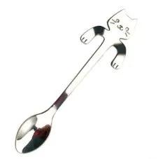 304 Stainless Steel Cat Handle Coffee Spoon With Hanging Hole Cartoon Design Colorful Options by null