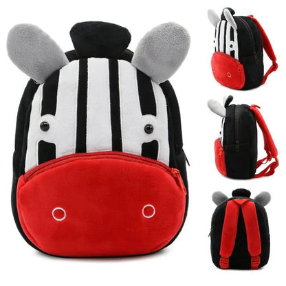 Kindergarten Kids Small School Bag Animal Backpack Cartoon Cute Cloth Bag With Zipper Pocket by null