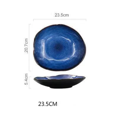 Ceramic Irregular Flat Plates For Western Dishes Household Kitchen Everyday Tableware Dishwasher Safe Microwave Safe by null