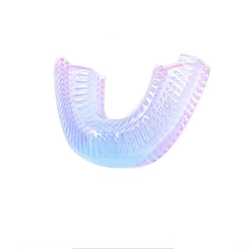 U Shaped Electric Toothbrush For Children Acoustic Wave Toothbrush USB Powered Soft Silica Gel Pink Yellow Blue by null
