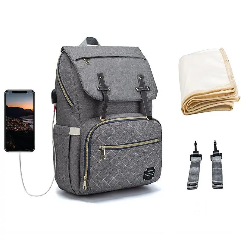 Lequeen Multifunctional Large Capacity Mummy Bag Diaper Bag With Shoulder And Crossbody Straps Oxford Cloth by null