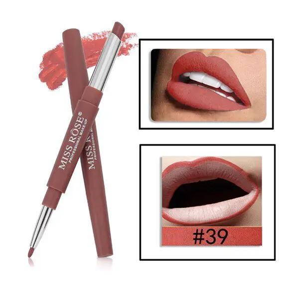 Three In One Lipstick Pen With Lip Liner Dual Ended Tool For Precise Lip Liner And Rich Lip Color by null