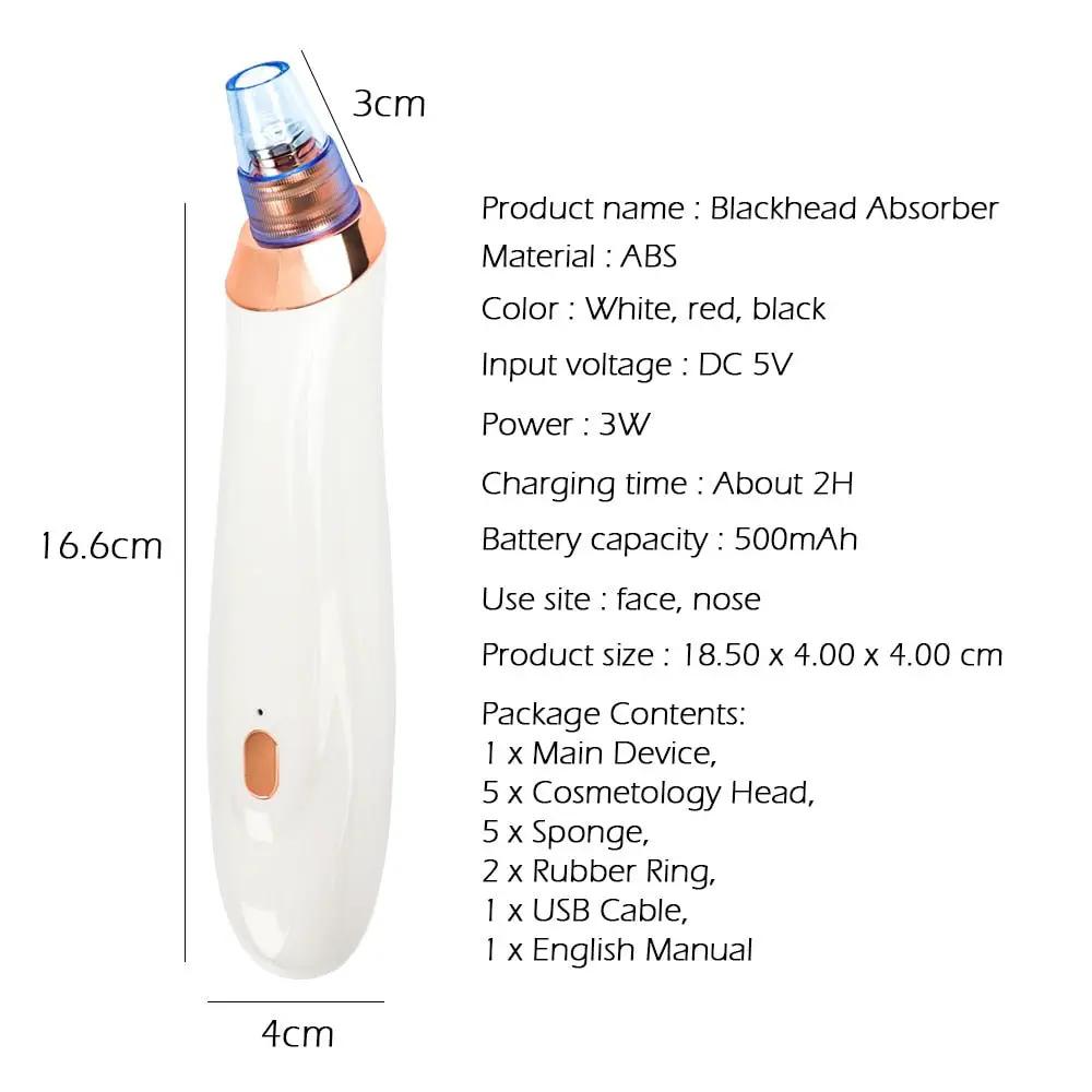 Compact Electric Pore Vacuum Blackhead Remover Device For Acne Facial Skin Cleaner With Suction by null
